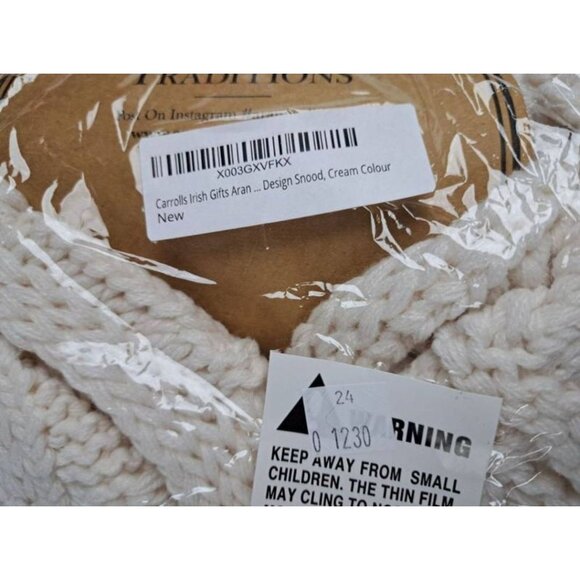 Aran Traditions Cream Cable Knit Snood Scarf  Soft Acrylic Wool Blend Cozy Warm - Picture 3 of 6
